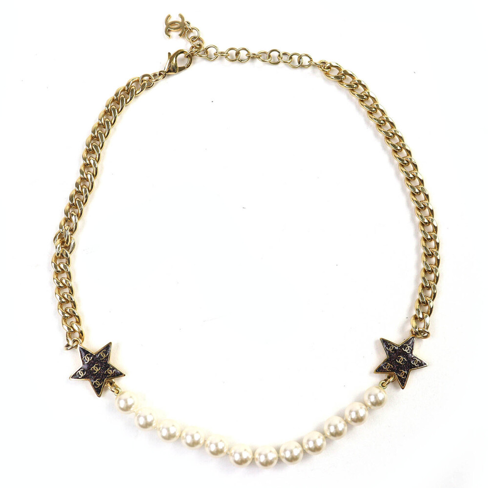 CHANEL Authentic White Pearl Logo Necklace - Picture 1 of 7